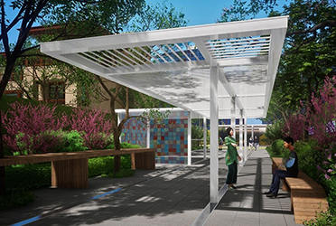 防城港公園鋼結(jié)構(gòu)廊架圖片加工定制單臂不銹鋼廊架