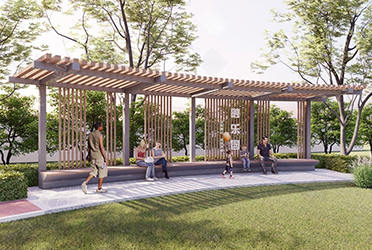 周口公園景區(qū)仿木單臂景觀廊架廠家